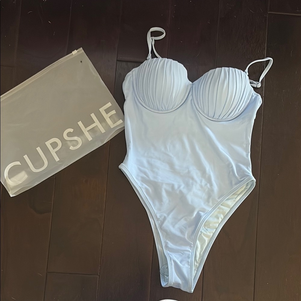 Light Blue Underwire Monokini Swimsuit